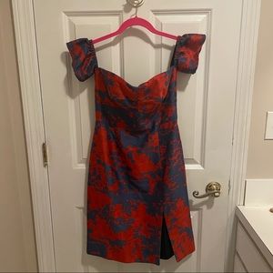 Hutch Red and Blue Midi Dress